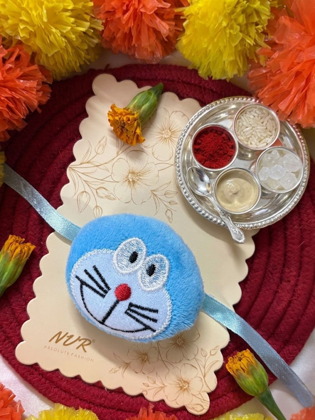 NVR Kids Doremon Design Thread Rakhi With Greeting Card-picture-41