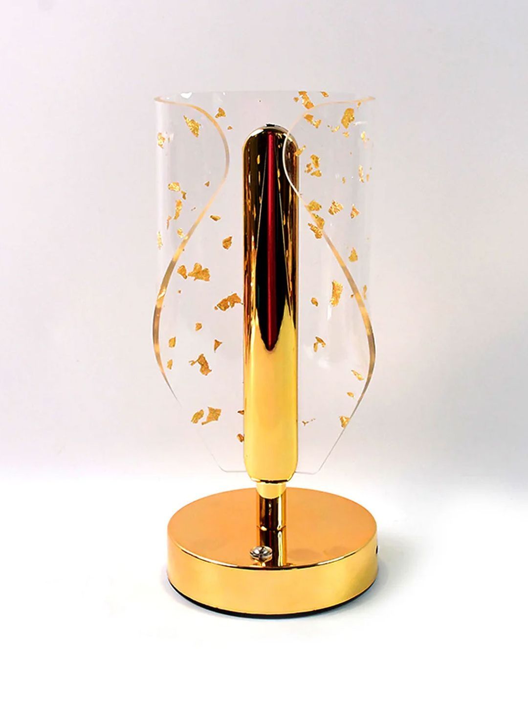 EarthCraft Gold-Toned Textured Acrylic Abstract Shaped Table Lamp with Adjustable Cord-picture-52