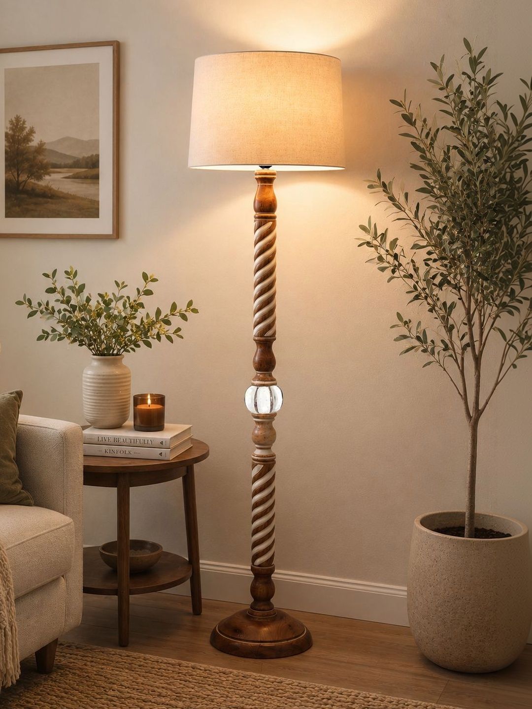 Glowhere Knott Off White Wood Cylinder Floor Lamps-image-29