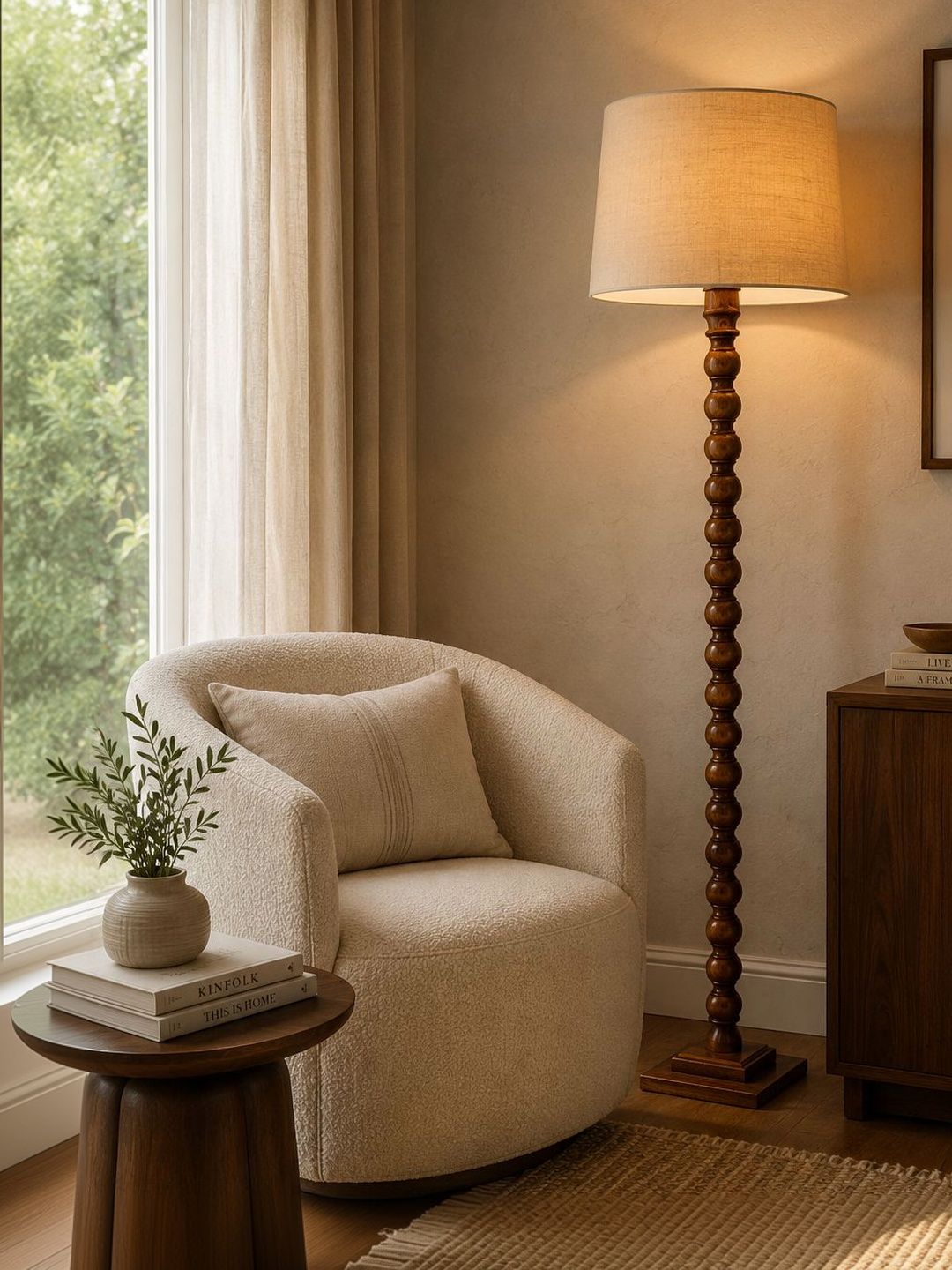 Glowhere Brown & Beige Wood Cylinder Floor Lamps-image-27