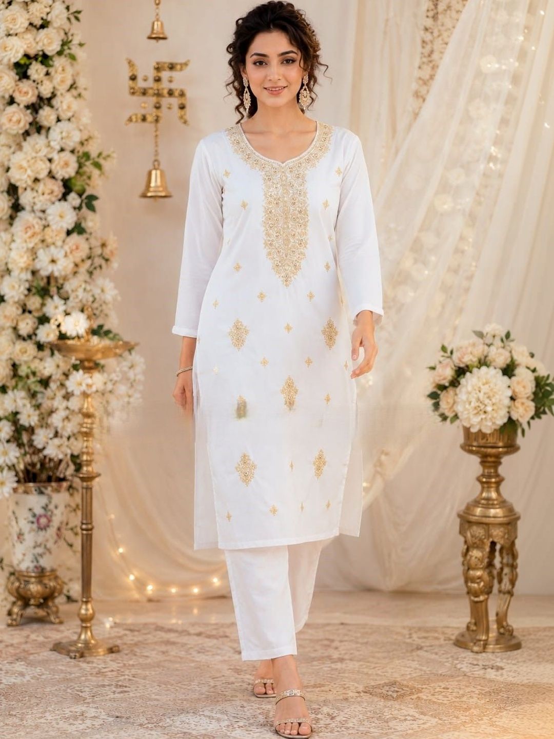 Moda Rapido Ethnic Motifs Embroidered Regular Kurta with Trousers-picture-28