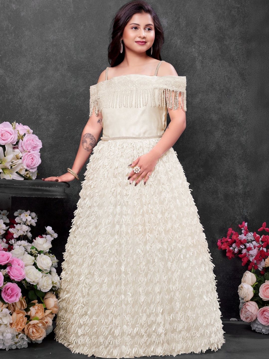 Lagorii Off-Shoulder Net Maxi Dress-image-22
