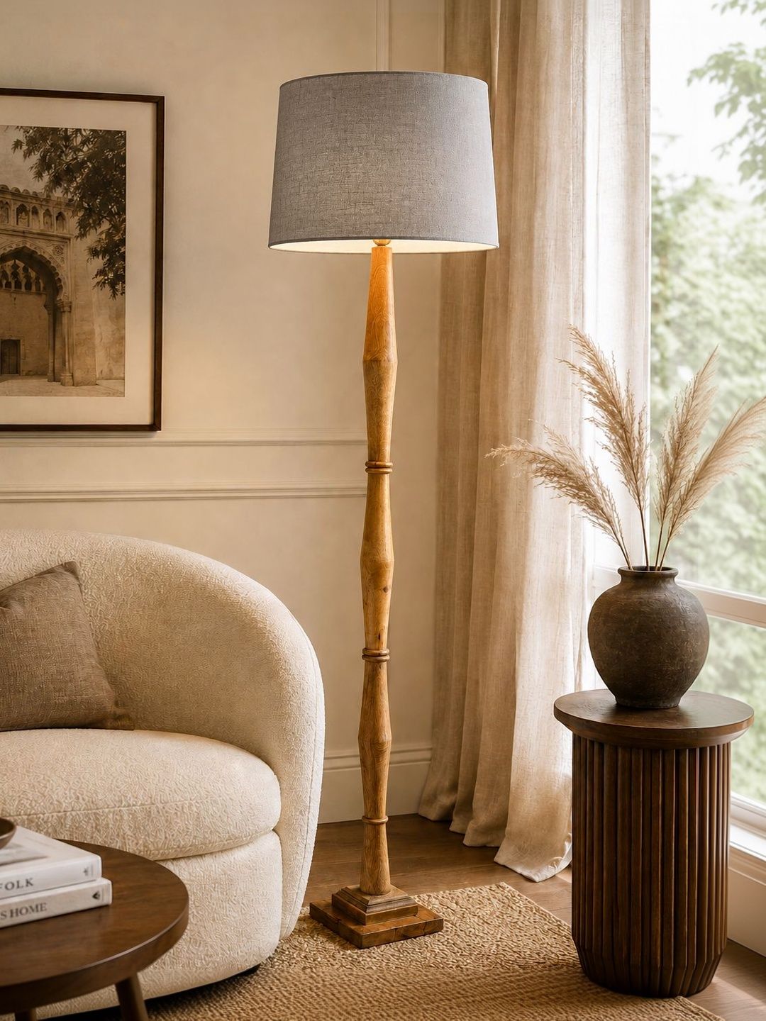 Glowhere Grey Wood Cylinder Floor Lamps-image-29