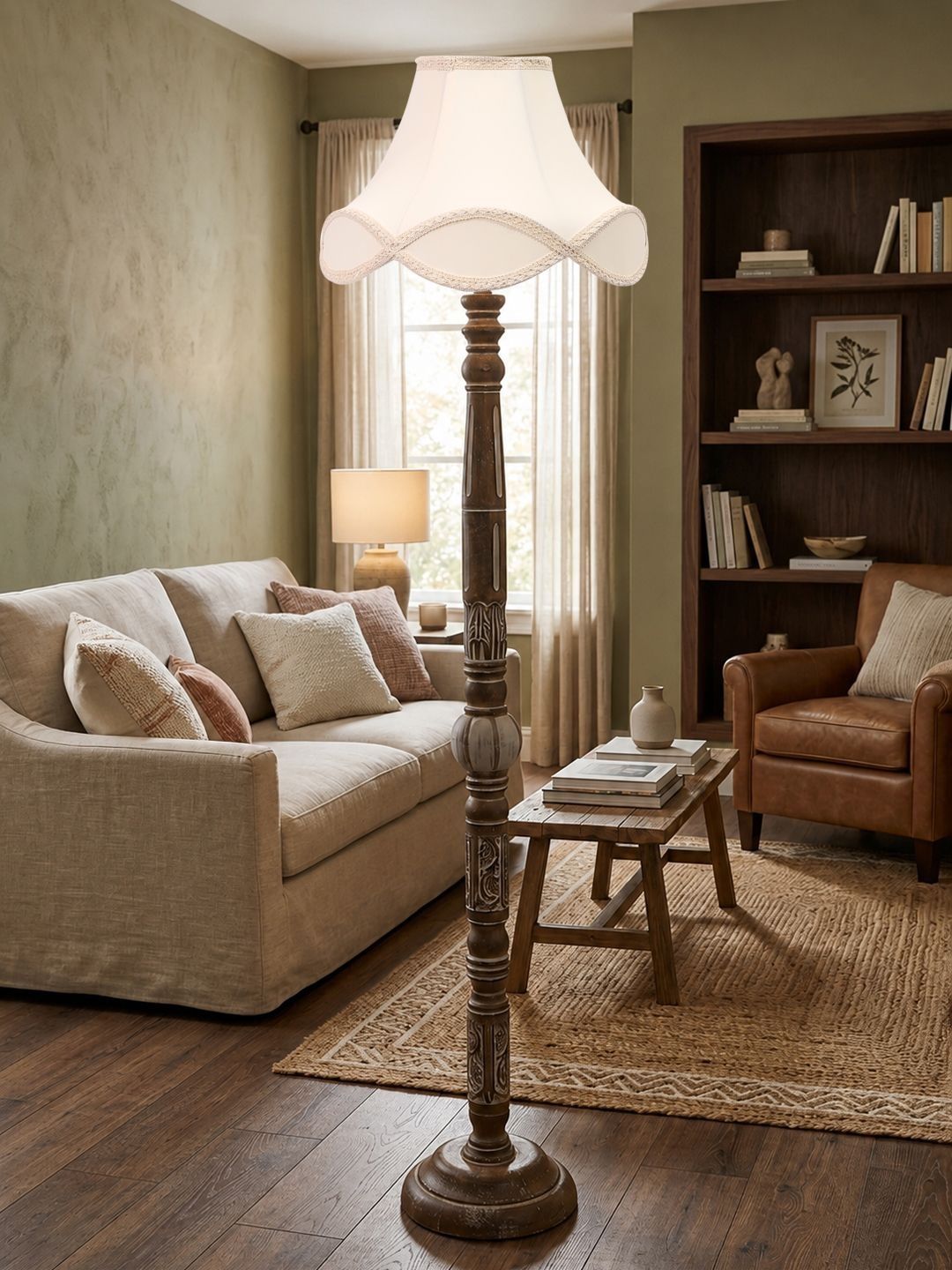 Myntra Elegant Homes Off White Wood Abstract Shaped Floor Lamps-image-36