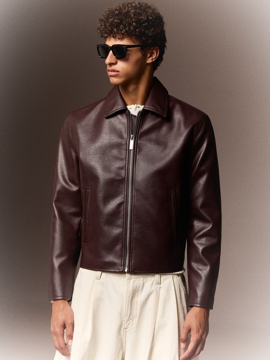 Bershka Boxy Leather Effect Jacket-picture-11