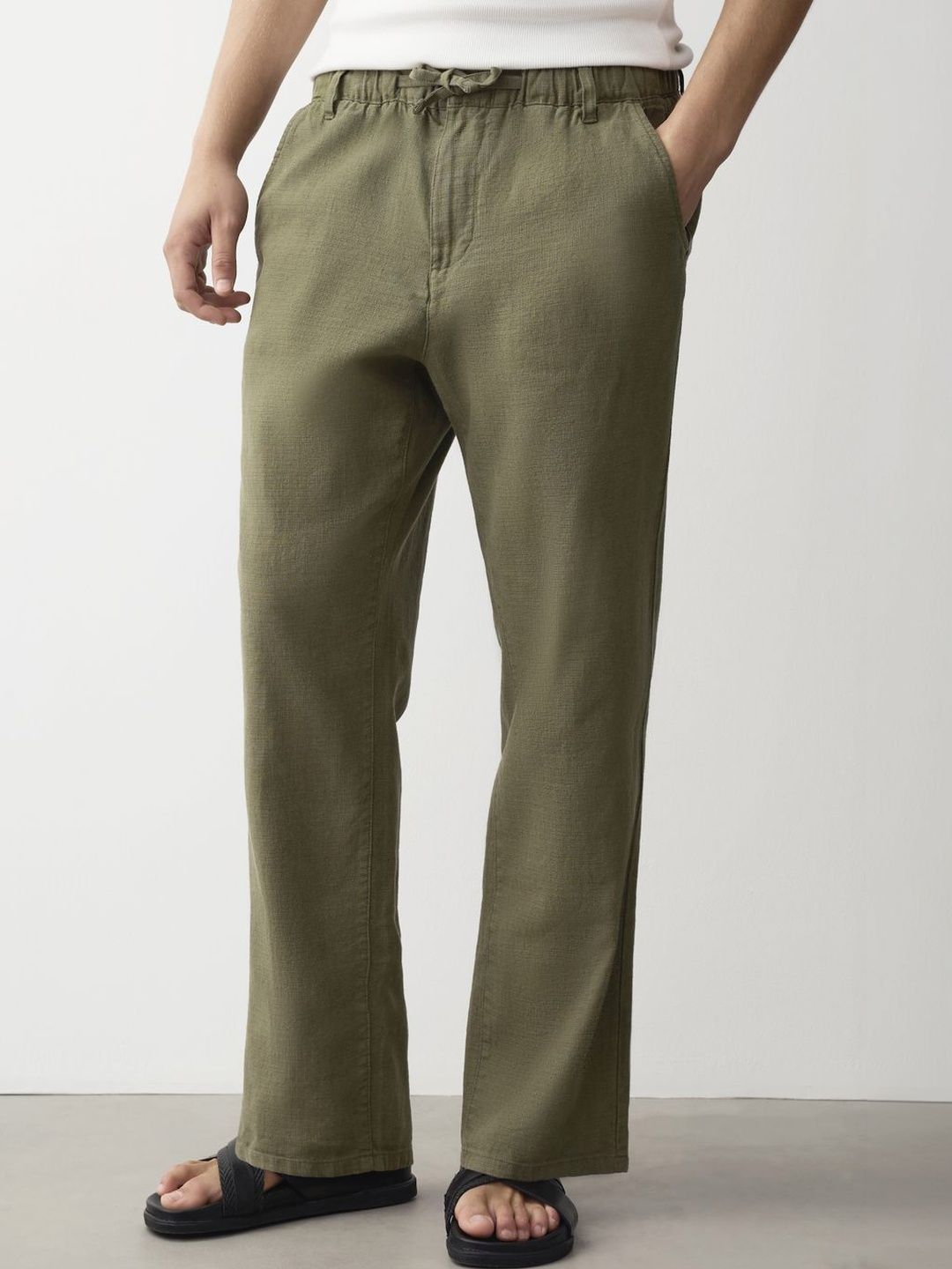 NEXT Men Textured Regular Tapered Fit Trousers-picture-27