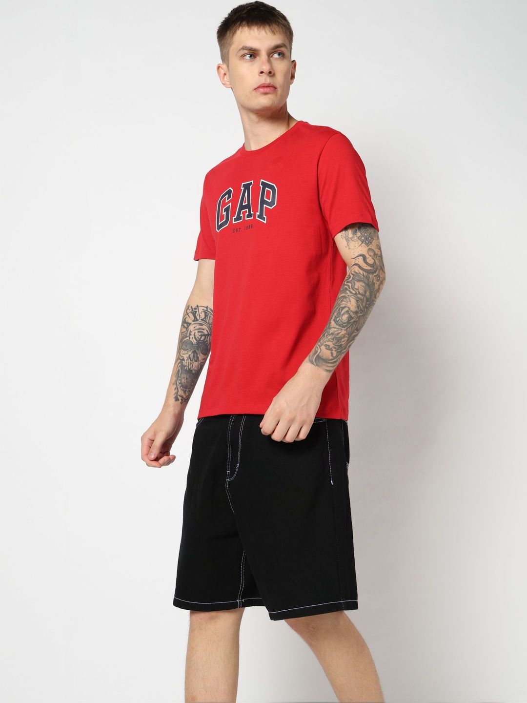GAP Brand Logo Printed Pure Cotton T-shirt-image-27