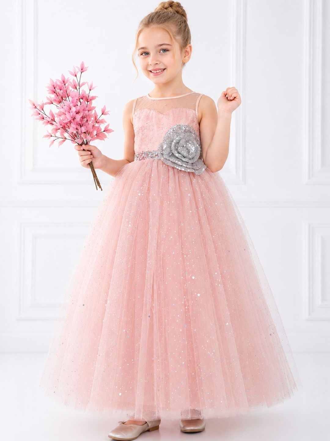 Toy Balloon kids Girls Star Ruffled Net Maxi Dress-picture-10