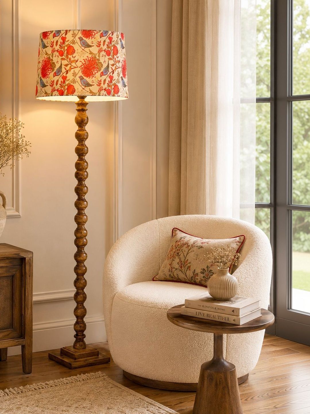 Glowhere Knott Brown Wood Cylinder Floor Lamps-picture-45