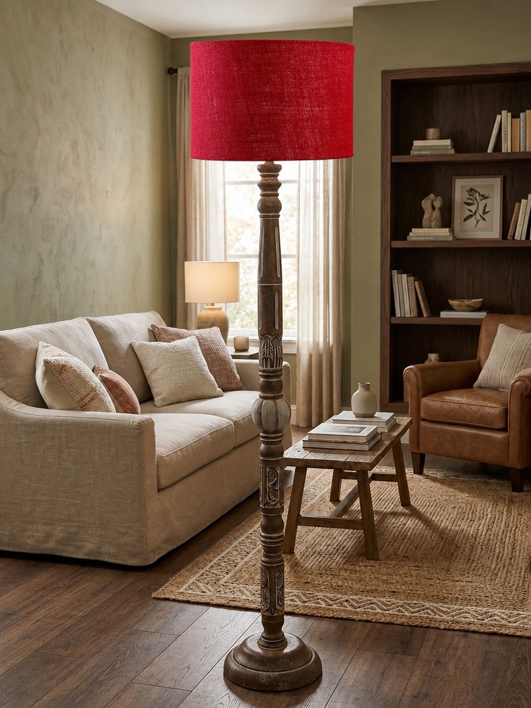 Myntra Elegant Homes Red Wood Abstract Shaped Floor Lamps-picture-37