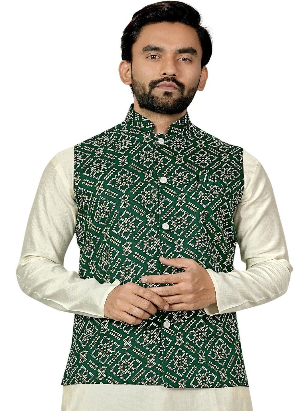 ELYXAROSE Men Geometric Open Front Jacket-picture-54