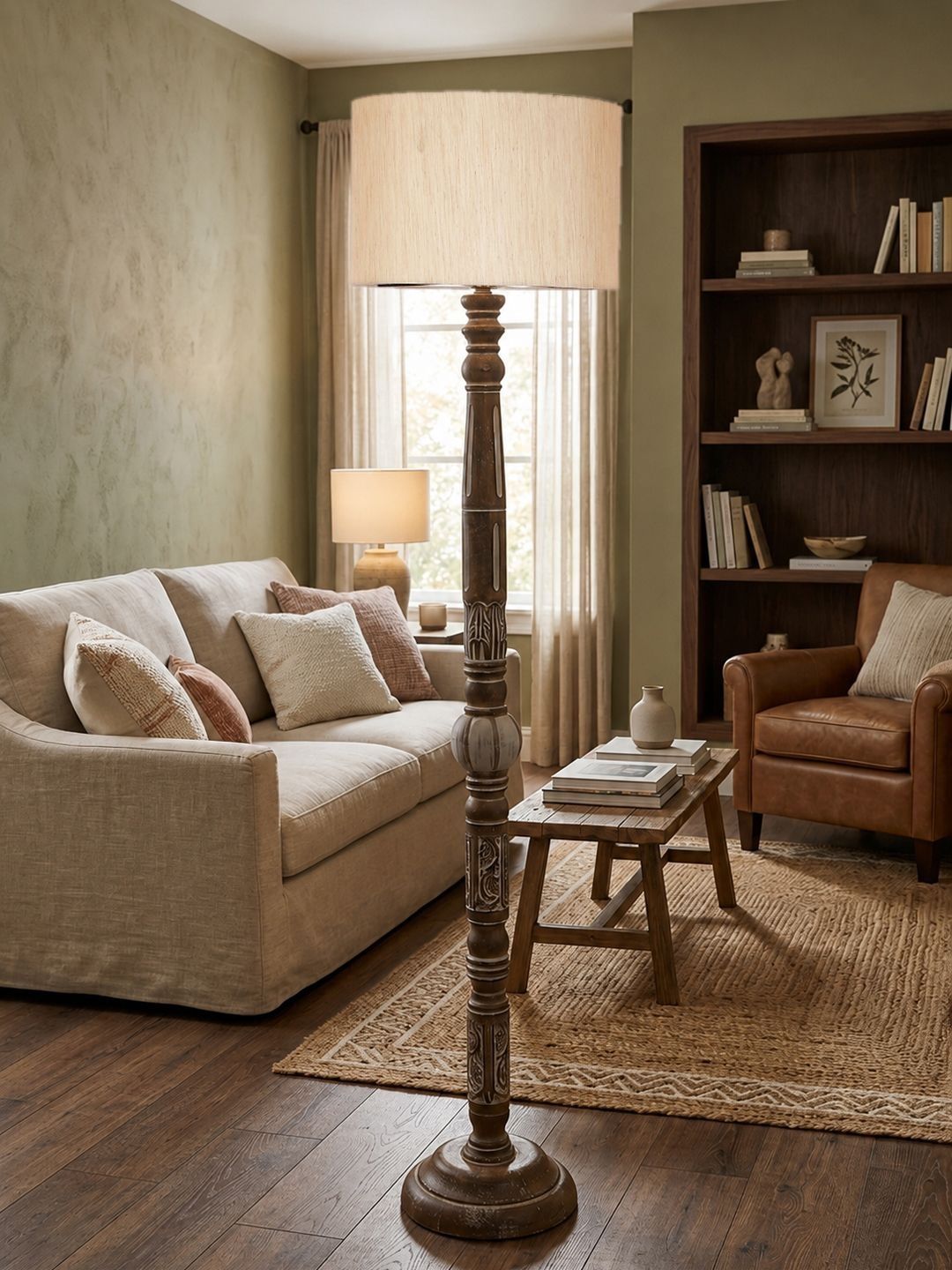 Myntra Elegant Homes Off White Wood Abstract Shaped Floor Lamps-image-37