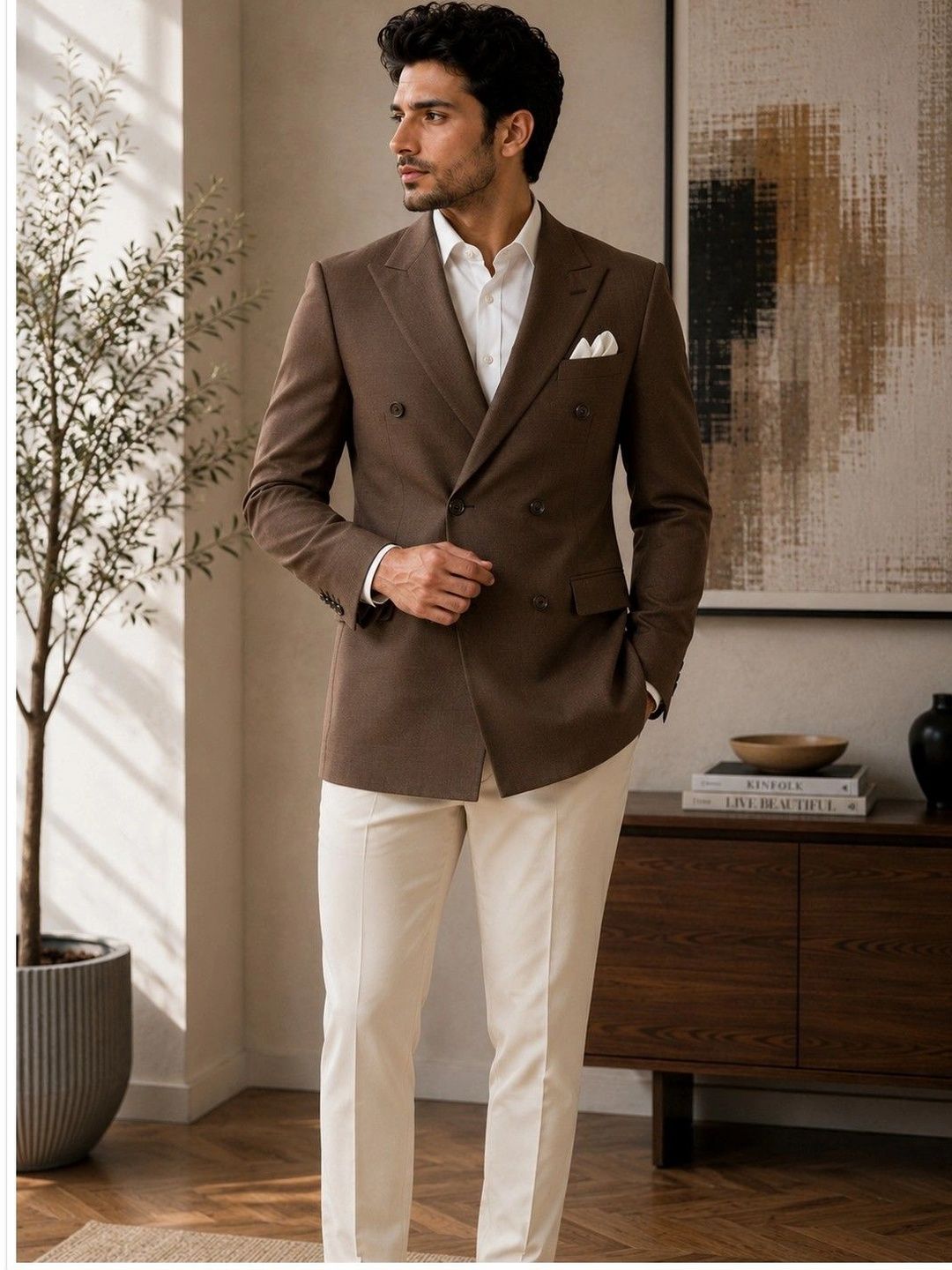 House of Pataudi Peaked Lapel Double-Breasted Tailored Fit Party Blazers-picture-50