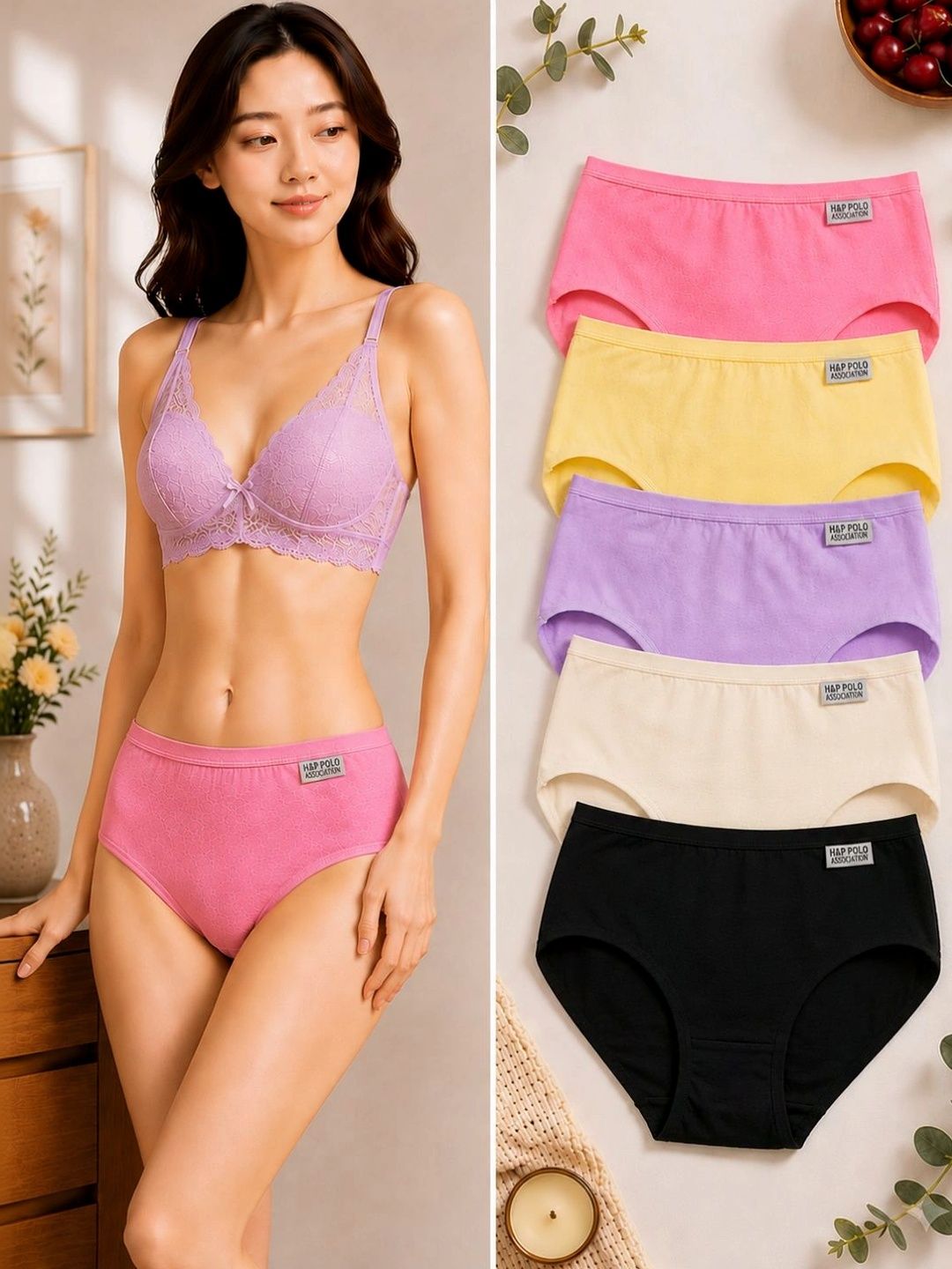 SWAPN ENTERPRISE Women Pack of 5 Assorted Cotton Bikini-picture-21