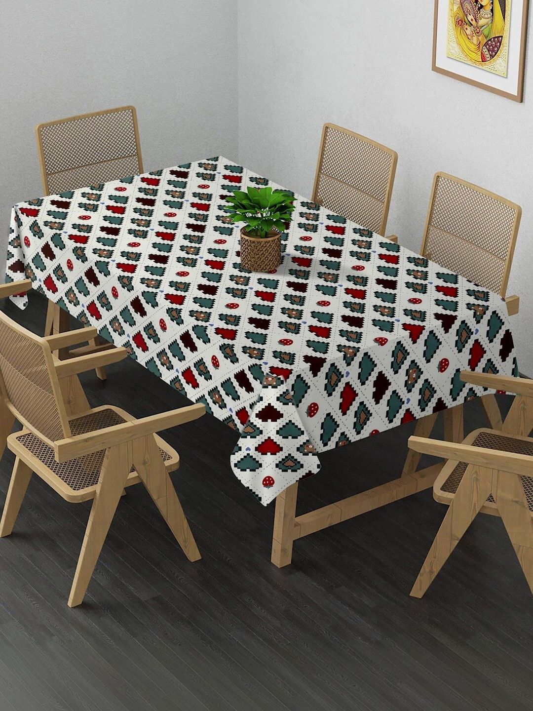Myntra Elegant Homes Cream-Coloured 6-Seater Table Cover-image-25
