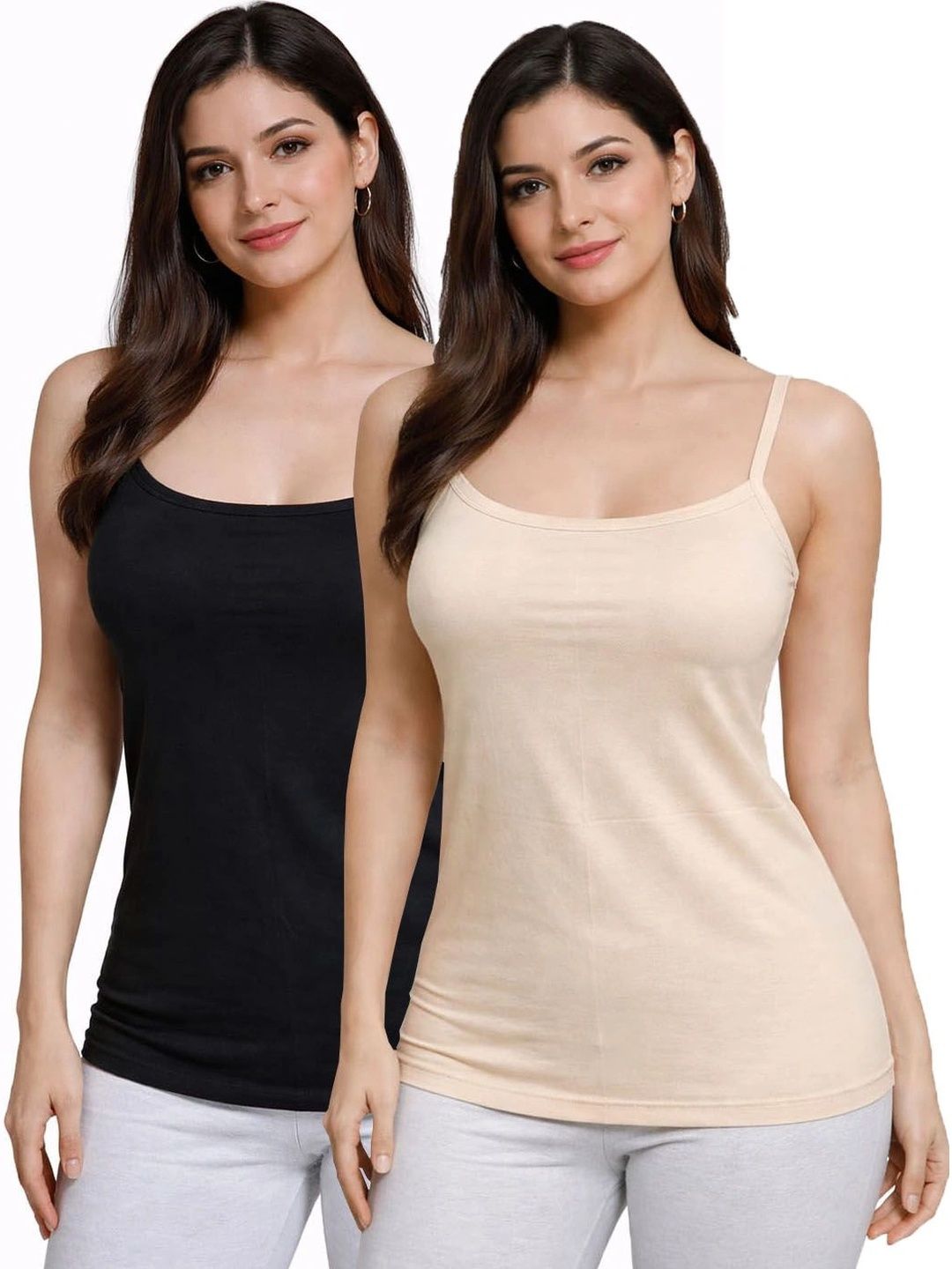 UNIFITFASHION Pack of 2 Cotton Non Padded Camisoles-picture-46