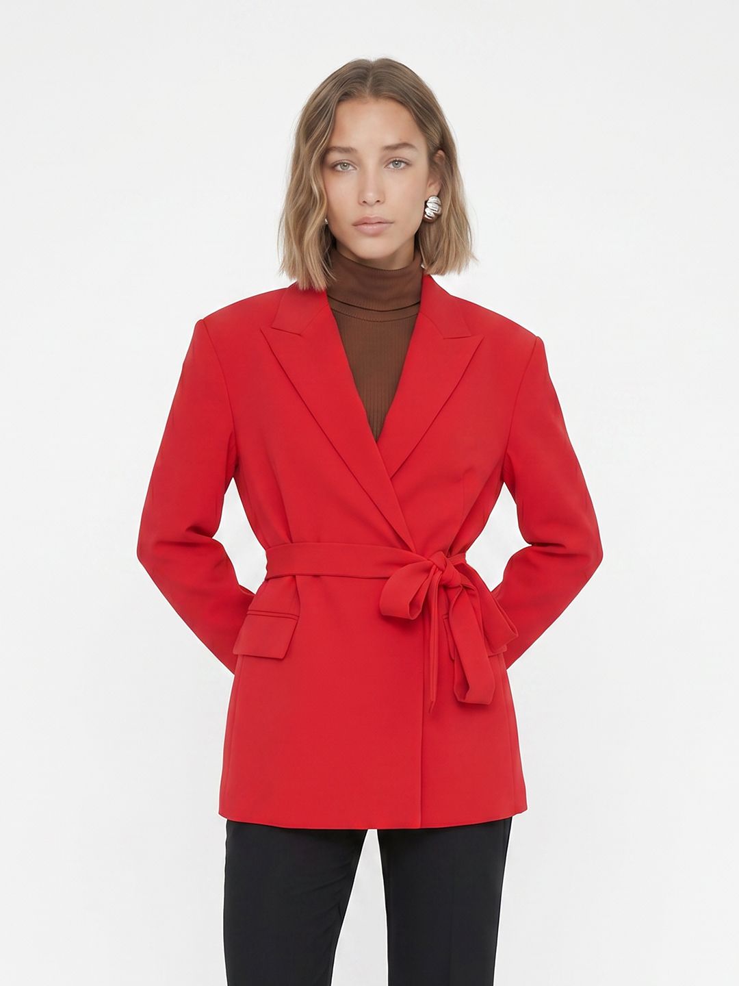 MANGO Notched Lapel Double-Breasted Casual Blazer