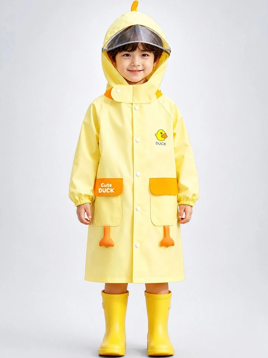 Little Surprise Box Kids Duck 3D Paw Knee-Length Raincoat-picture-54