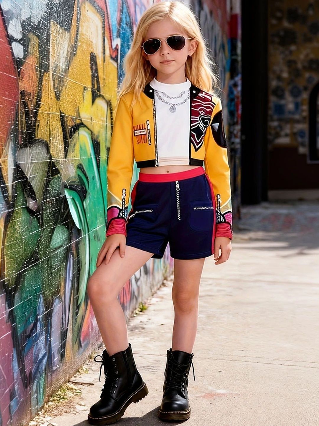 Xsole Girls Colourblocked T-shirt with Shorts-picture-11