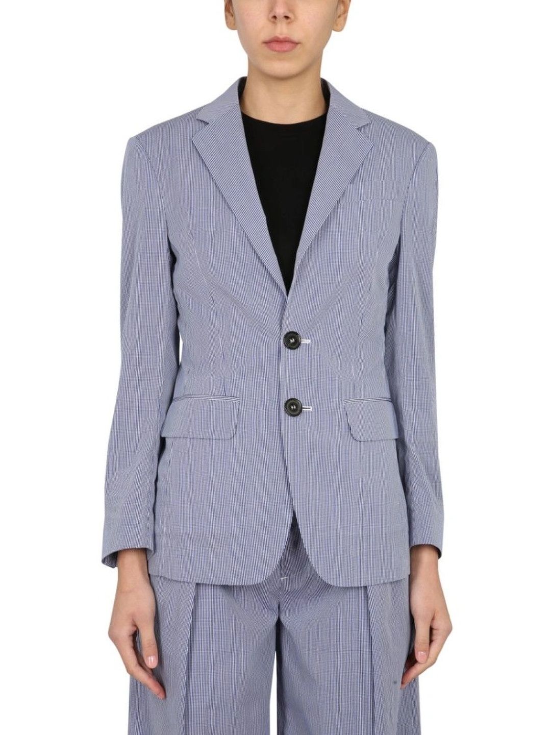 Dsquared2 Blue Checks Notched Lapel Jacket-image-39