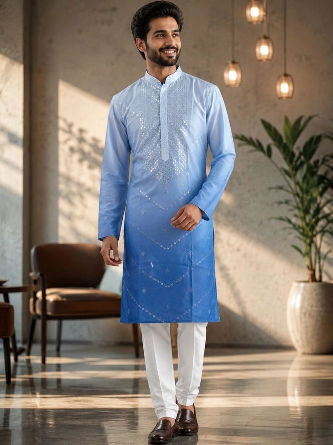 PulseIQ Men Embellished Mirror Work Kurta-picture-15