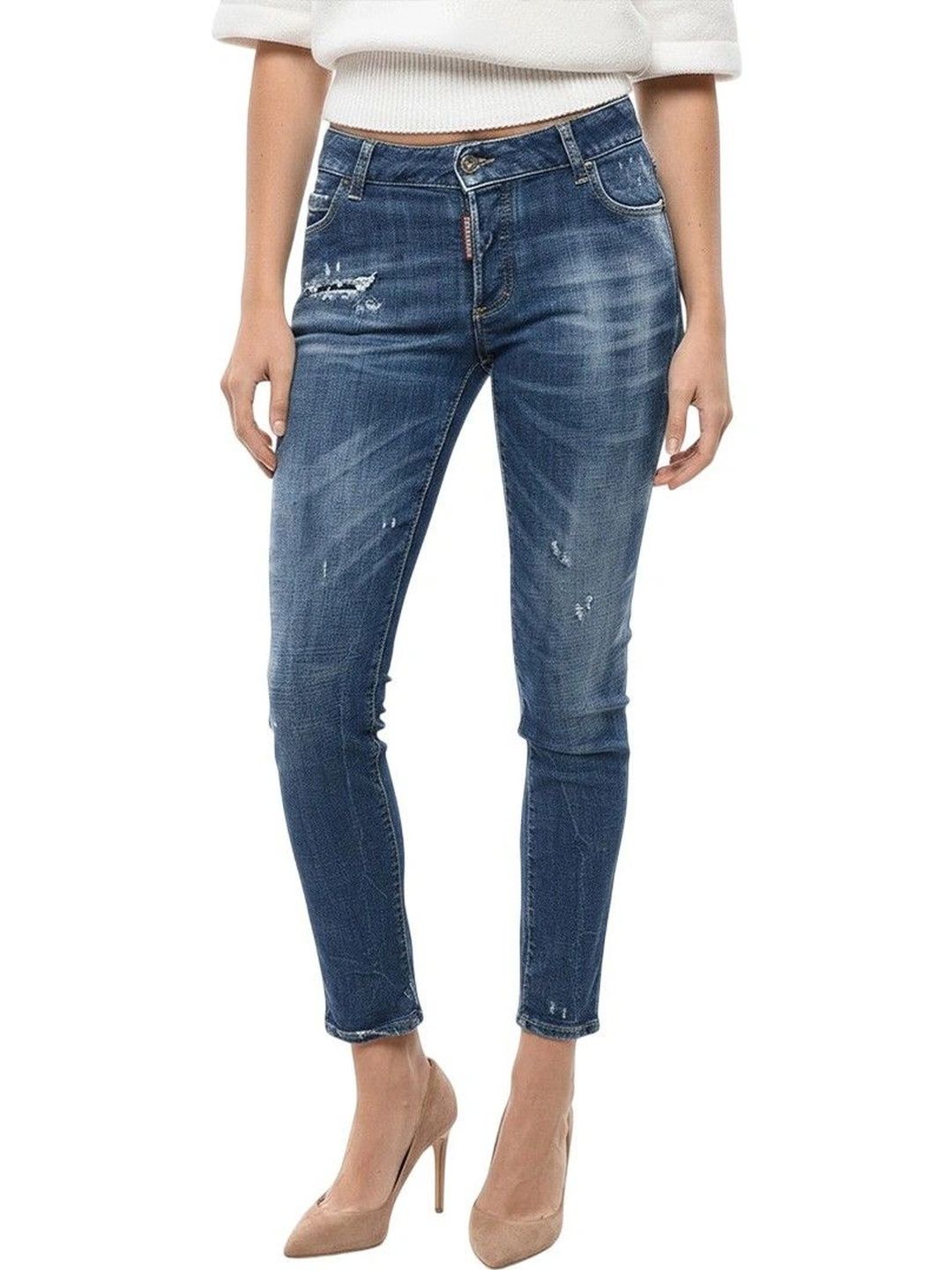 dsquared2 Blue Skinny Mid Rise Jeans-picture-22