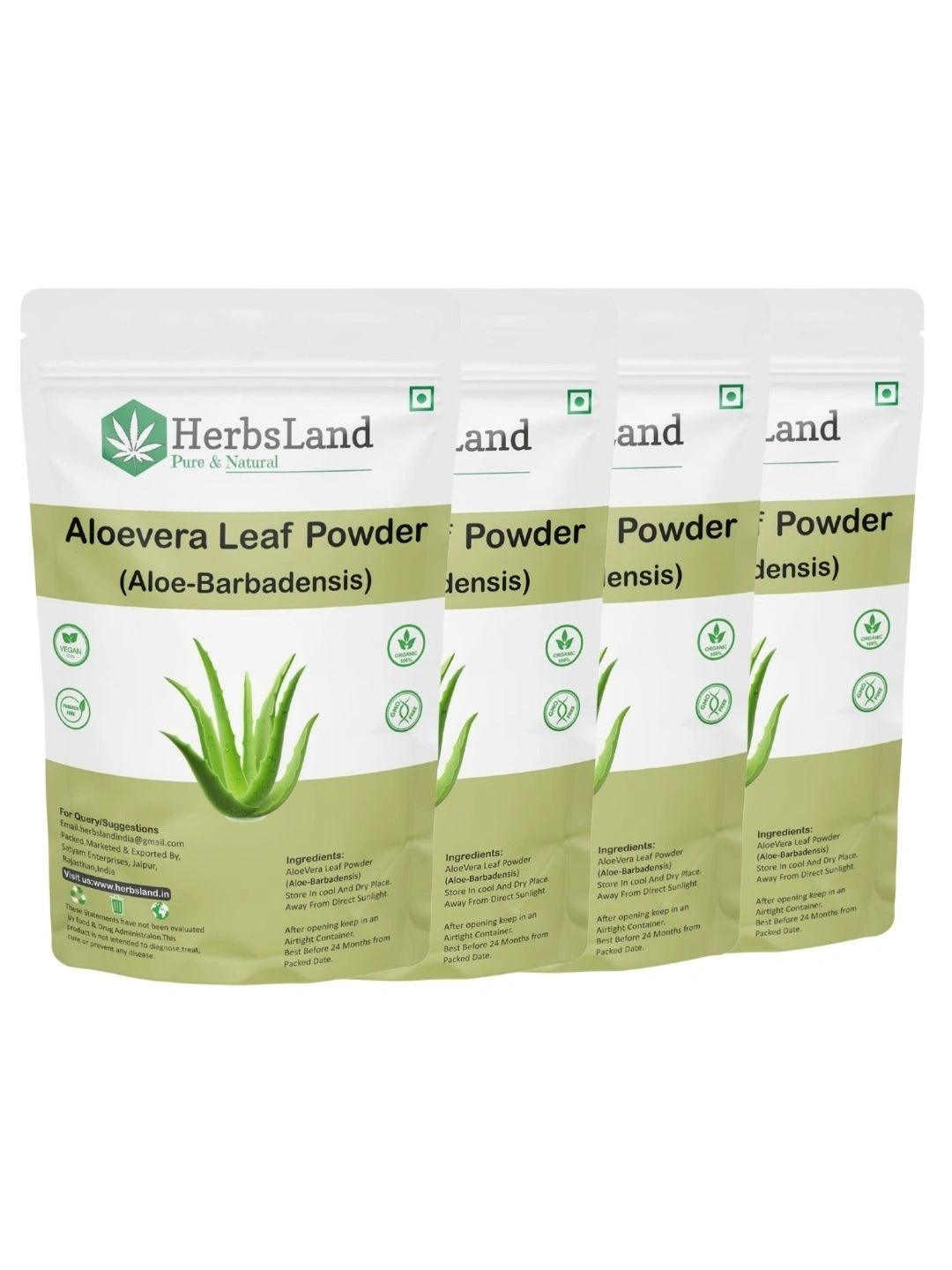 HerbsLand Set Of 4 Aloe Vera Powder Natural Face Pack & Hair Care - 100 g Each-picture-35