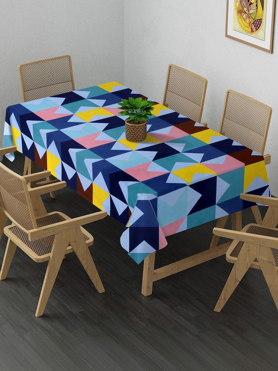 Myntra Elegant Homes Multicoloured Geometric Printed 6-Seater Table Cover-picture-37