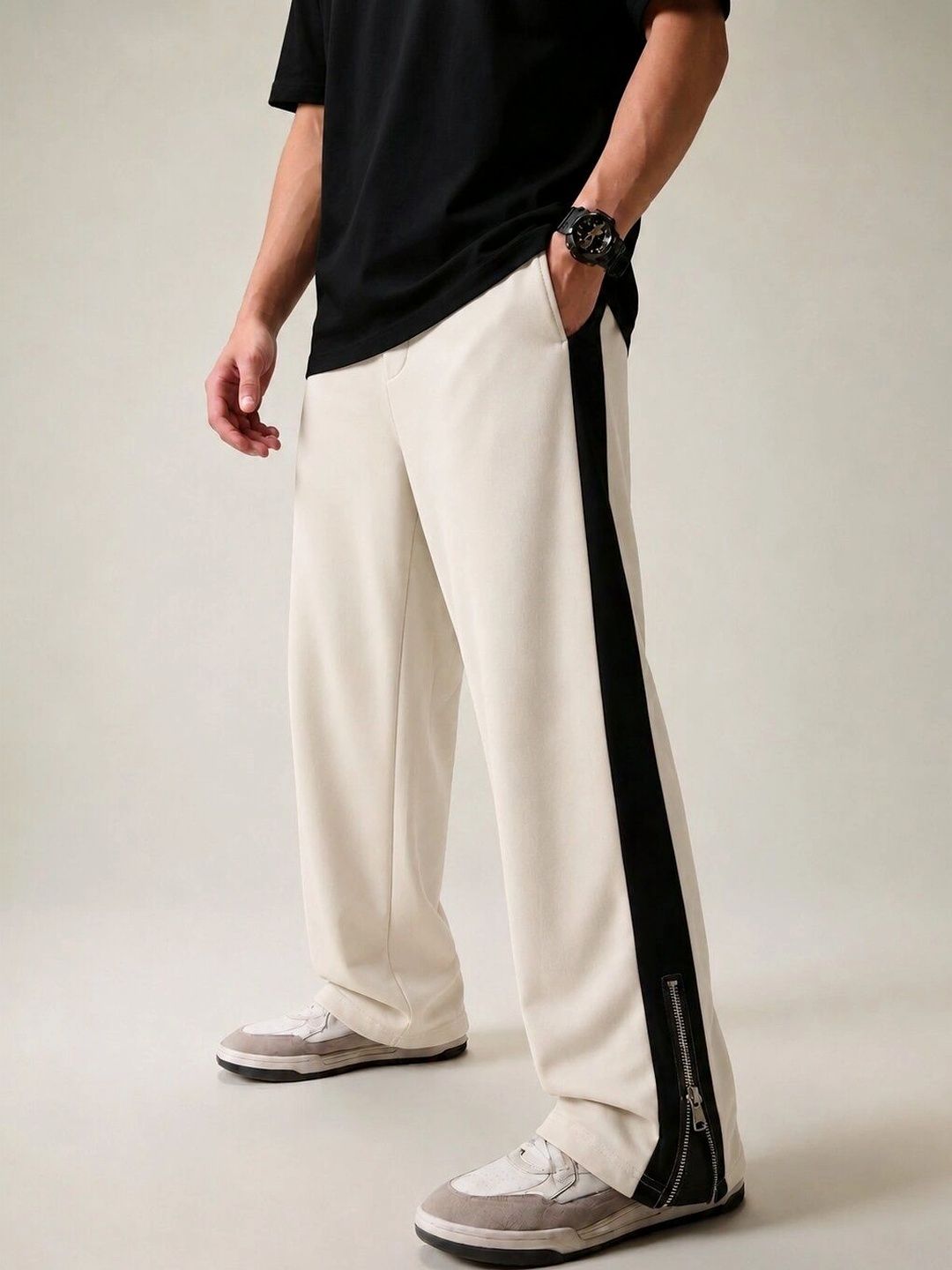 The Muted Threads Men Baggy Colourblocked Track Pants-picture-23
