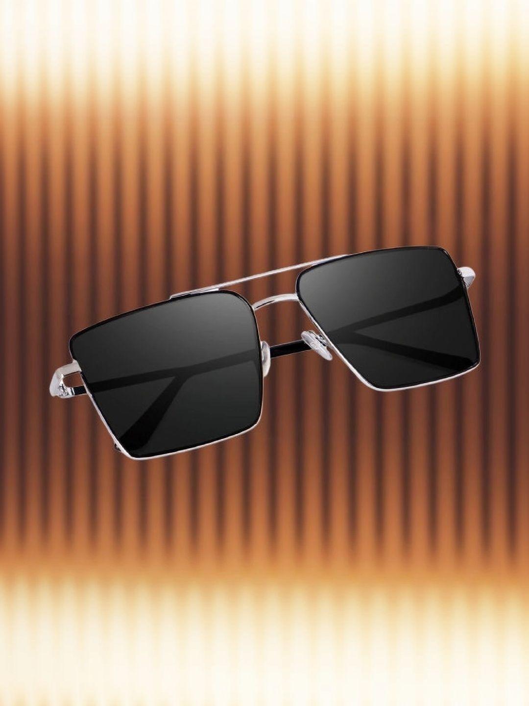 SPADEACES Unisex Black Lens & Silver-Toned Rectangle Sunglasses with-image-43