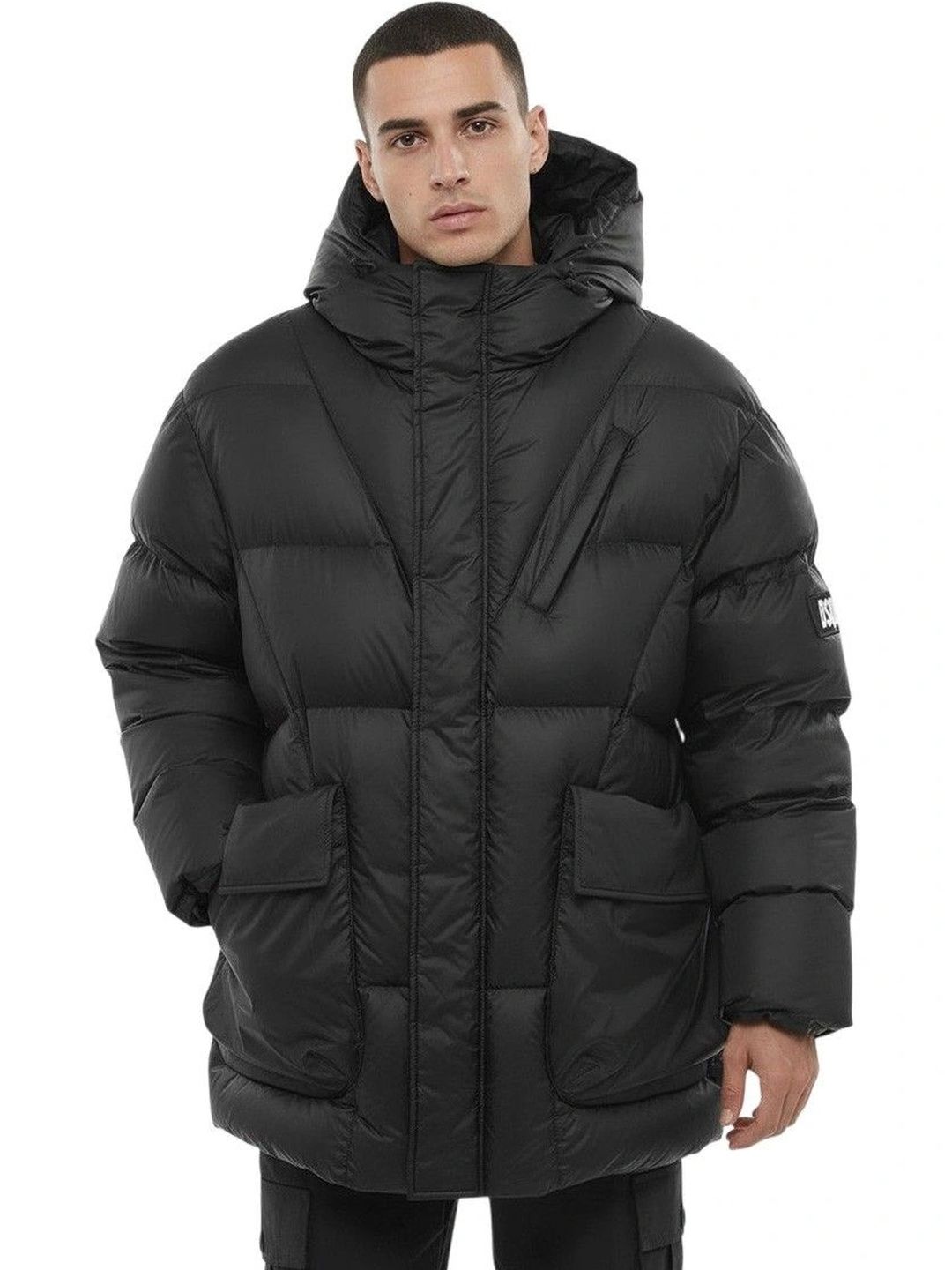 Dsquared2 Black Quilted Hooded Jacket