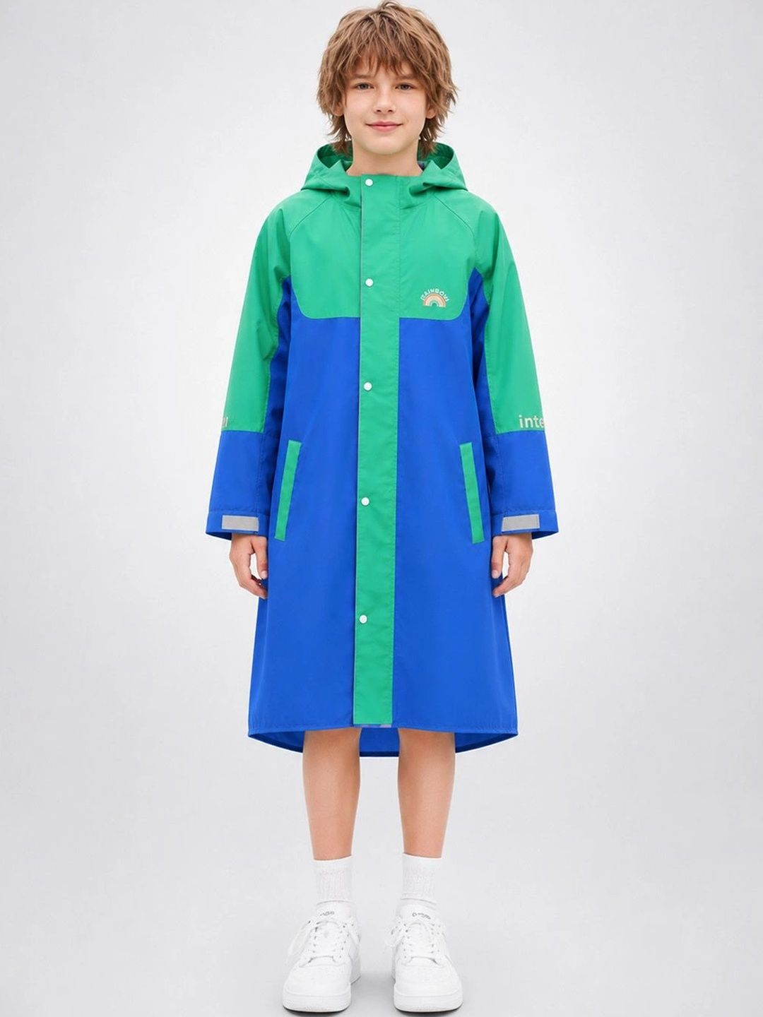 Little Surprise Box Kids Colour-Block Hooded Raincoat-image-1
