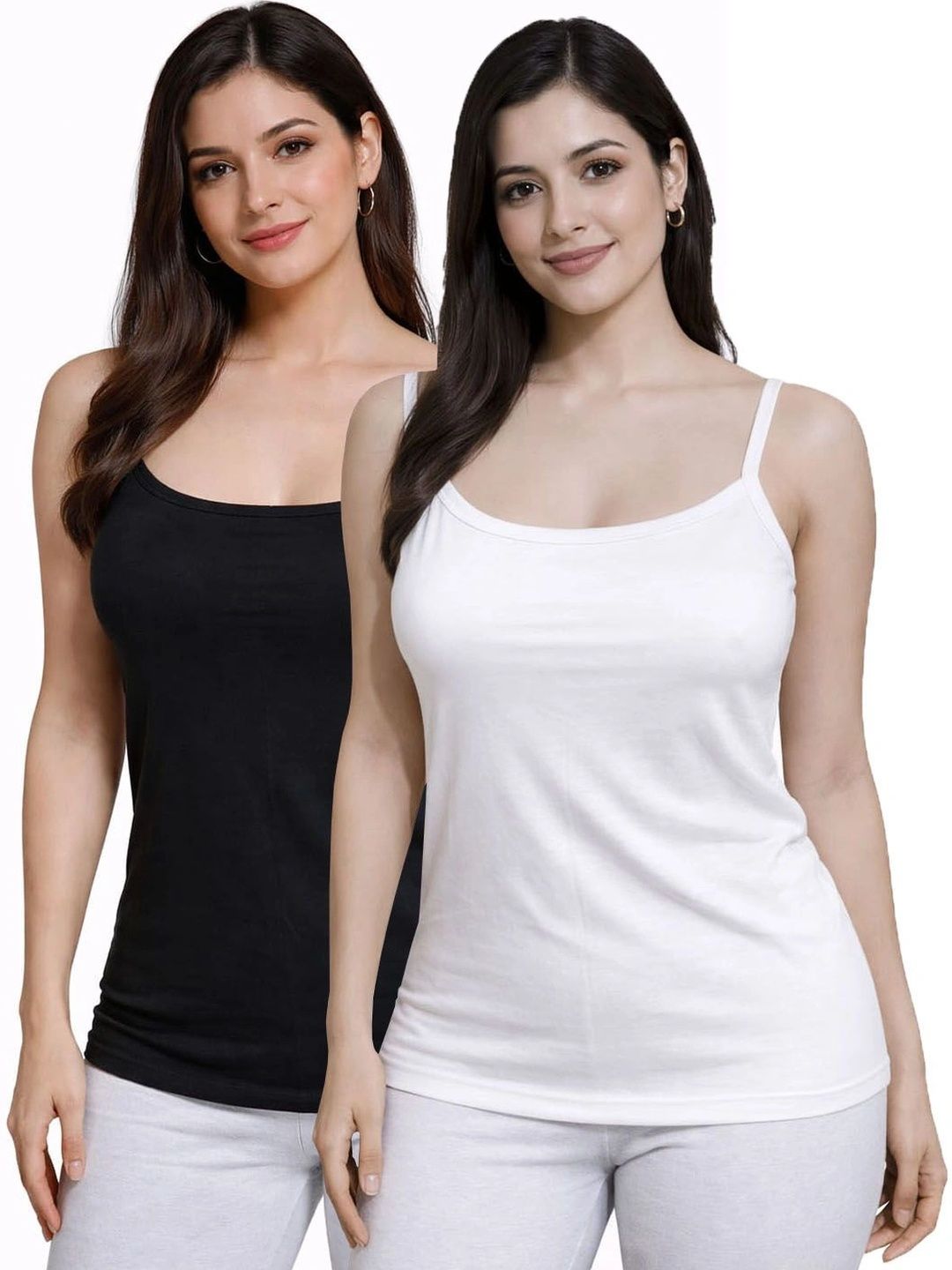 UNIFITFASHION Pack of 2 Cotton Non Padded Camisoles-picture-45