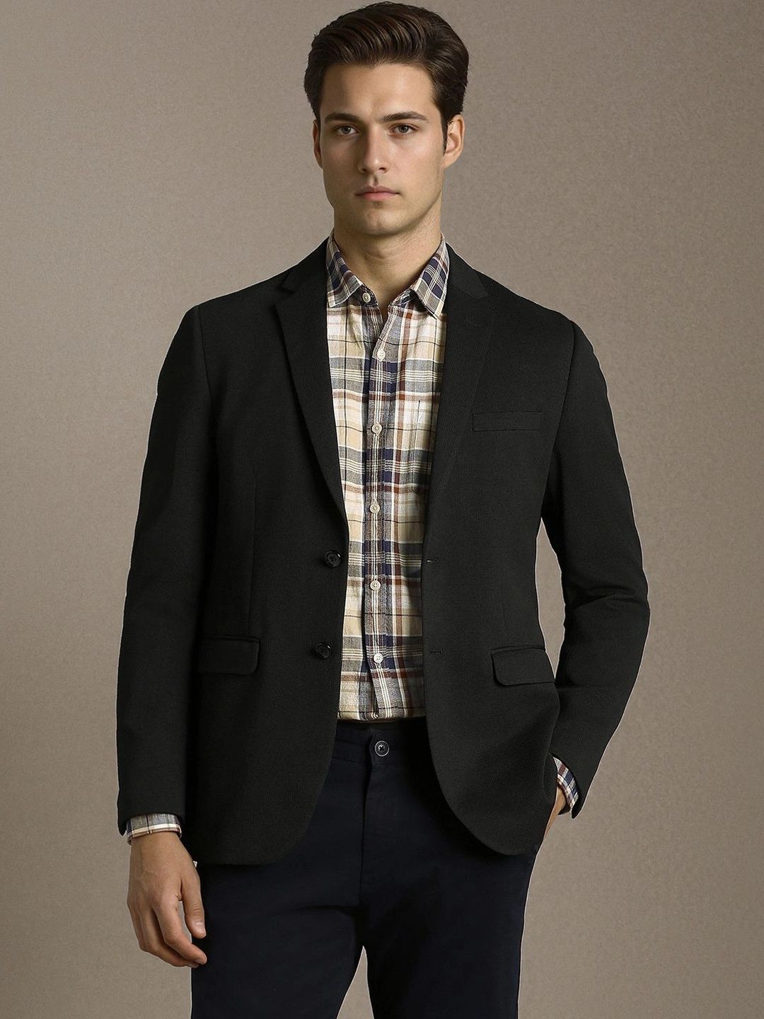 Louis Philippe Sport Notched Lapel Single-Breasted Slim Fit Casual Blazers-picture-30