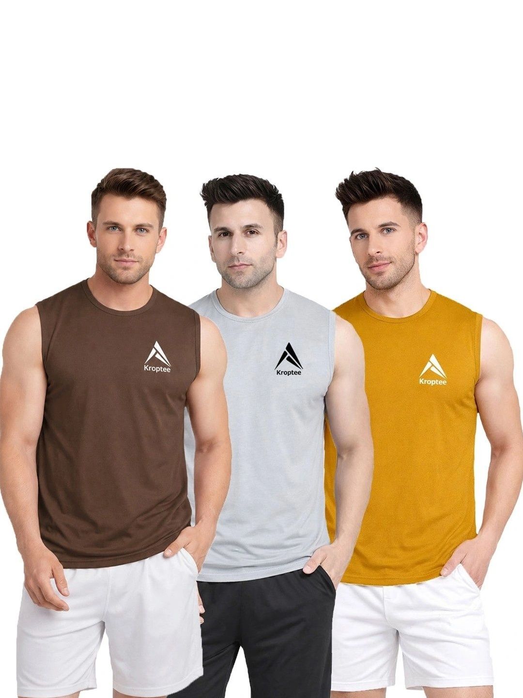Kroptee Pack of 3 Cotton Blend Gym Vest-picture-13