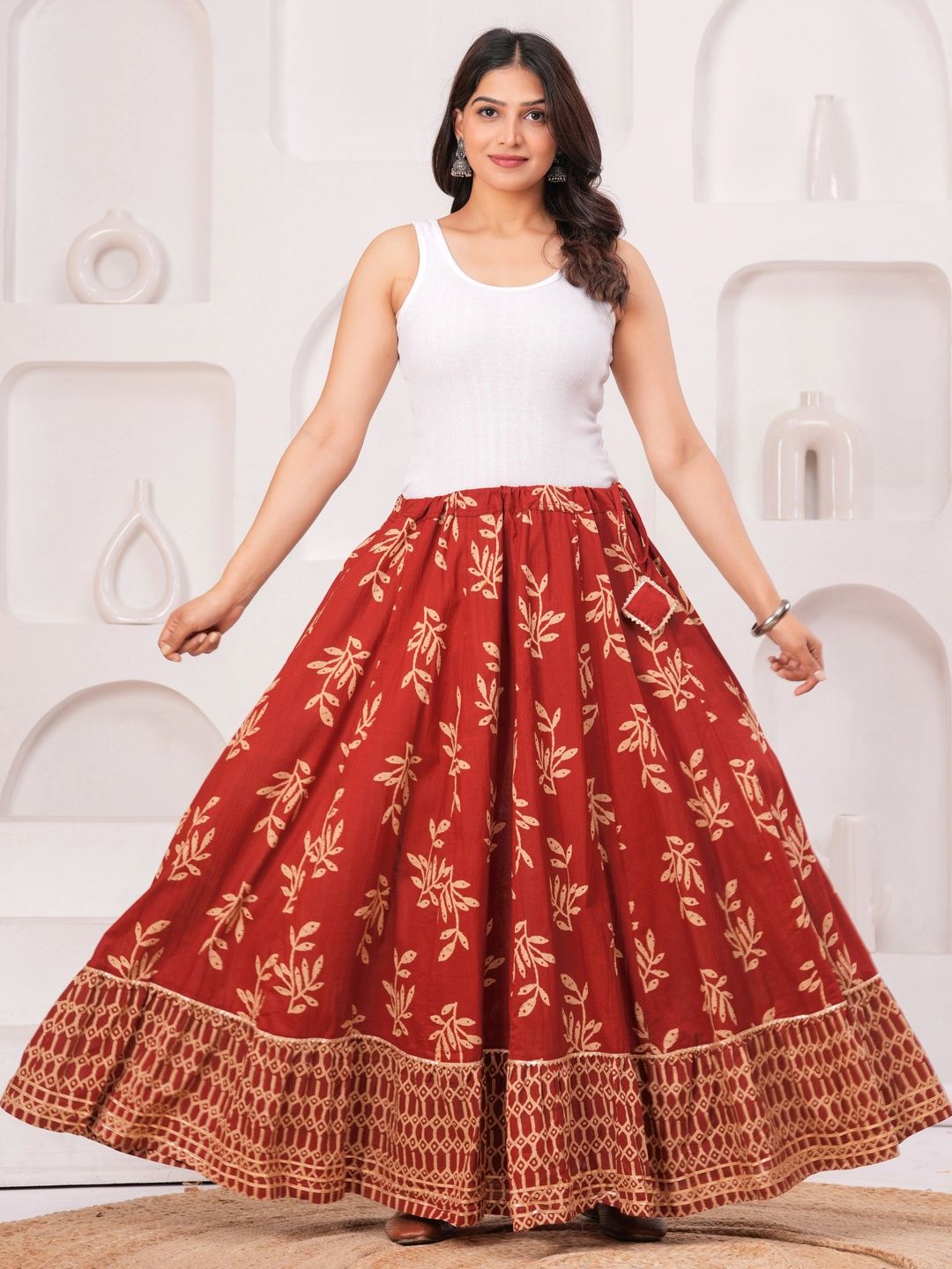 Clothy N Wave Women Floral Maxi Flared Skirt