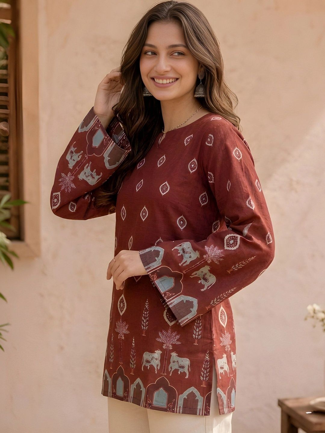 All about cotton Print Ethnic Cotton Top-image-46