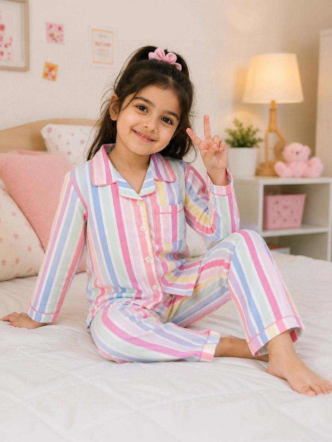 SEPHANI Girls Striped Night suit-picture-37