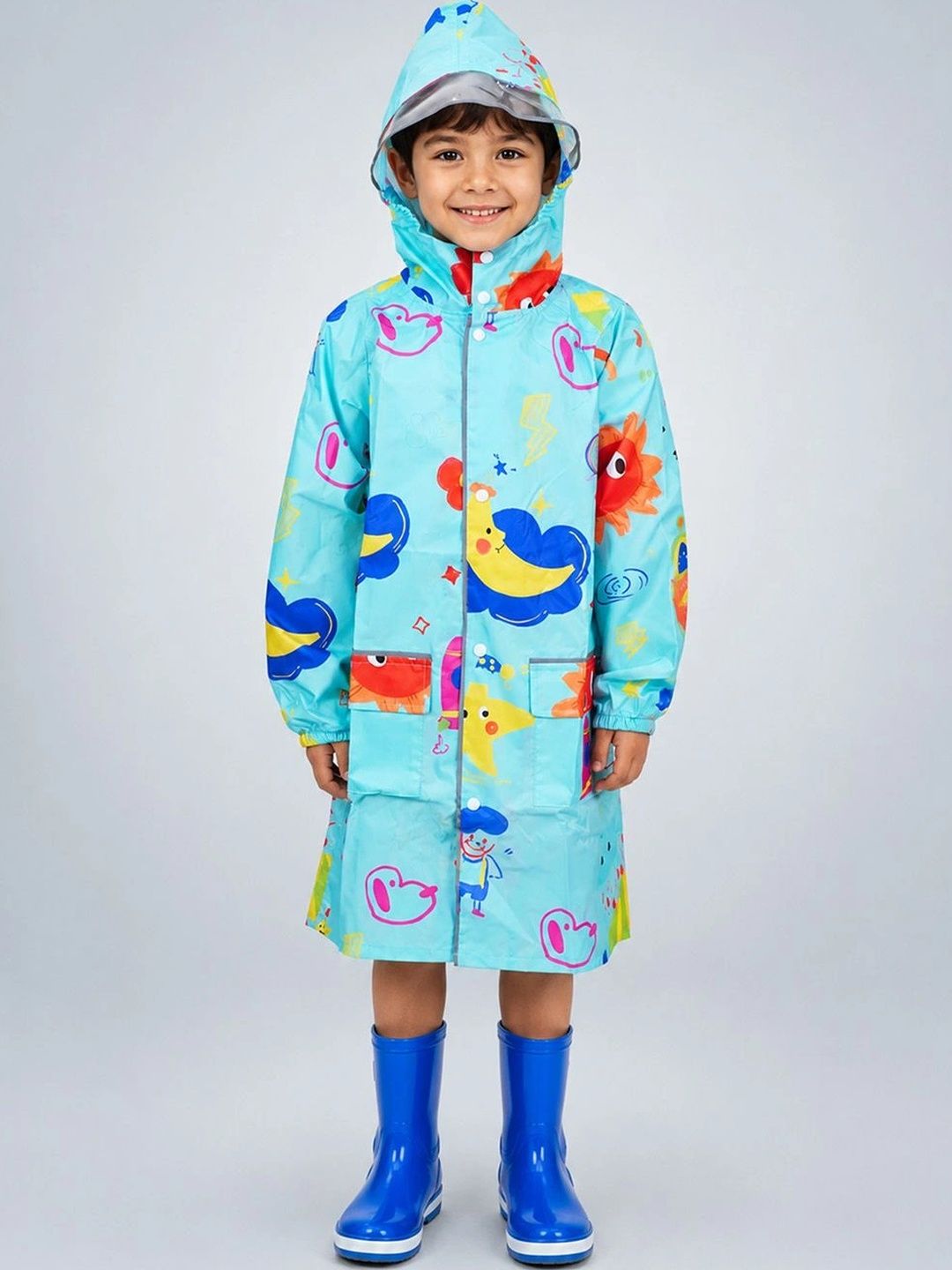 Little Surprise Box Kids Sunshine Doodle Knee-Length Raincoat-image-9