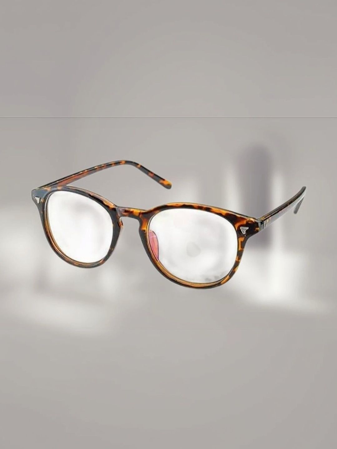 SPADEACES Unisex Clear Lens & Brown Round Sunglasses with-image-24