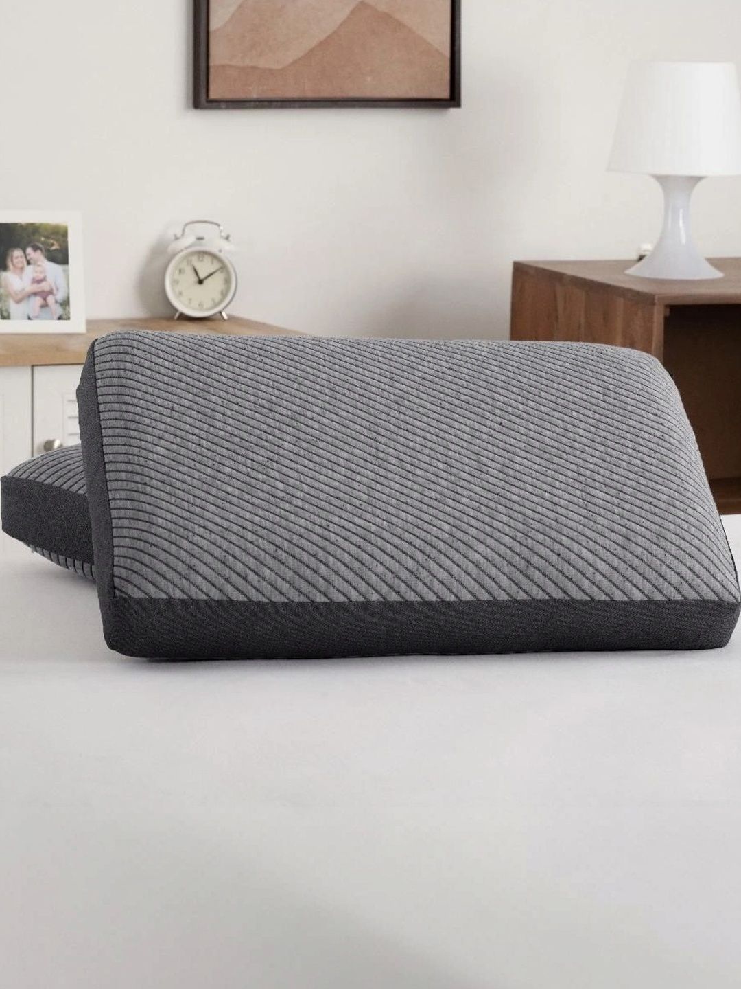 wakefit Grey Set of 2 Memory Foam Filled Cotton Sleep Pillow-image-43
