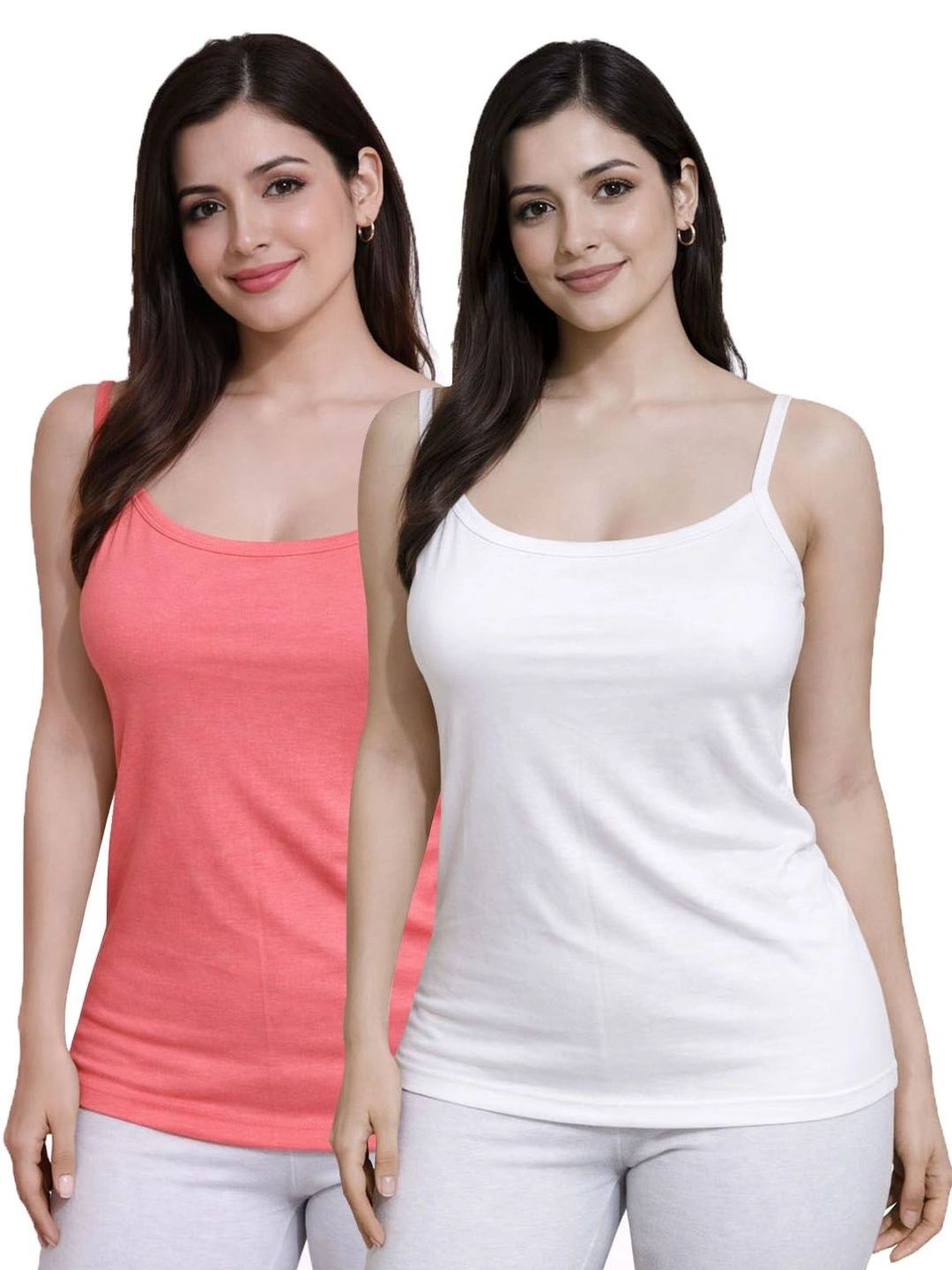 UNIFITFASHION Pack of 2 Cotton Non Padded Camisoles-picture-36