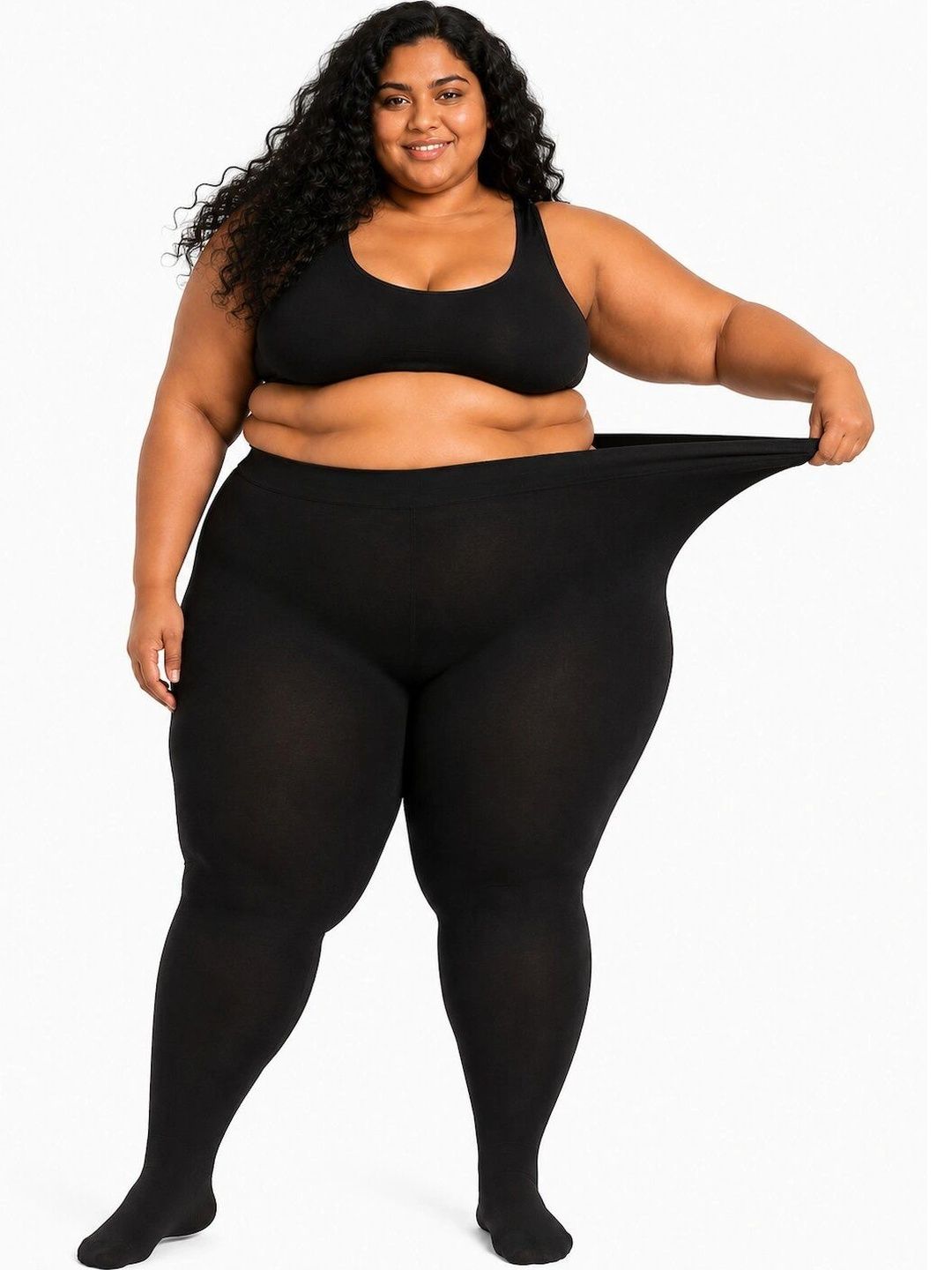 Curves By ZeroKaata Plus Size Stretchable Semi-Sheer Thermal Bottoms-picture-16