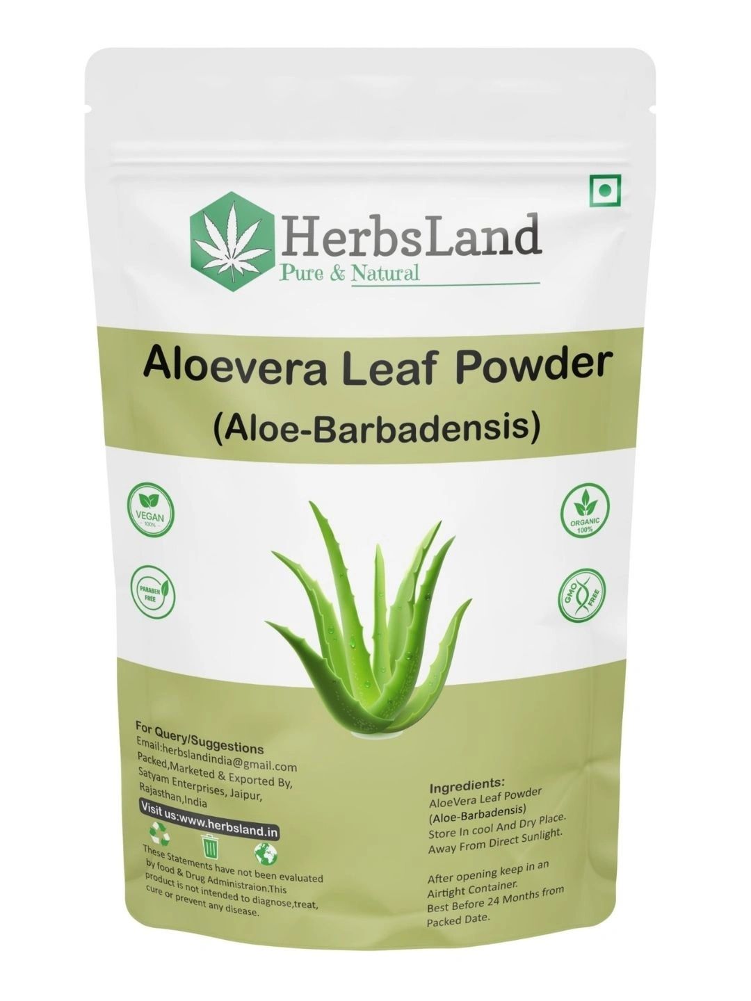 HerbsLand Aloe Vera Powder Natural Face Pack & Hair Care - 100 g-picture-29