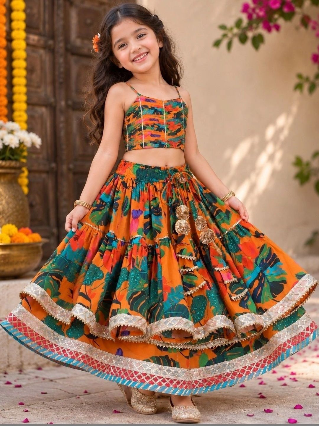 Fun Little Ones Girls Printed Ready to Wear Lehenga &-picture-41