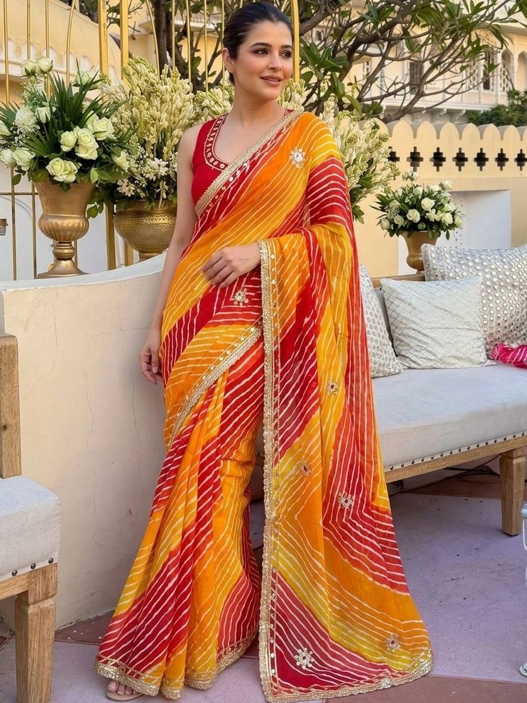 Kalista Leheriya Zari Pure Georgette Leheriya Saree-picture-47