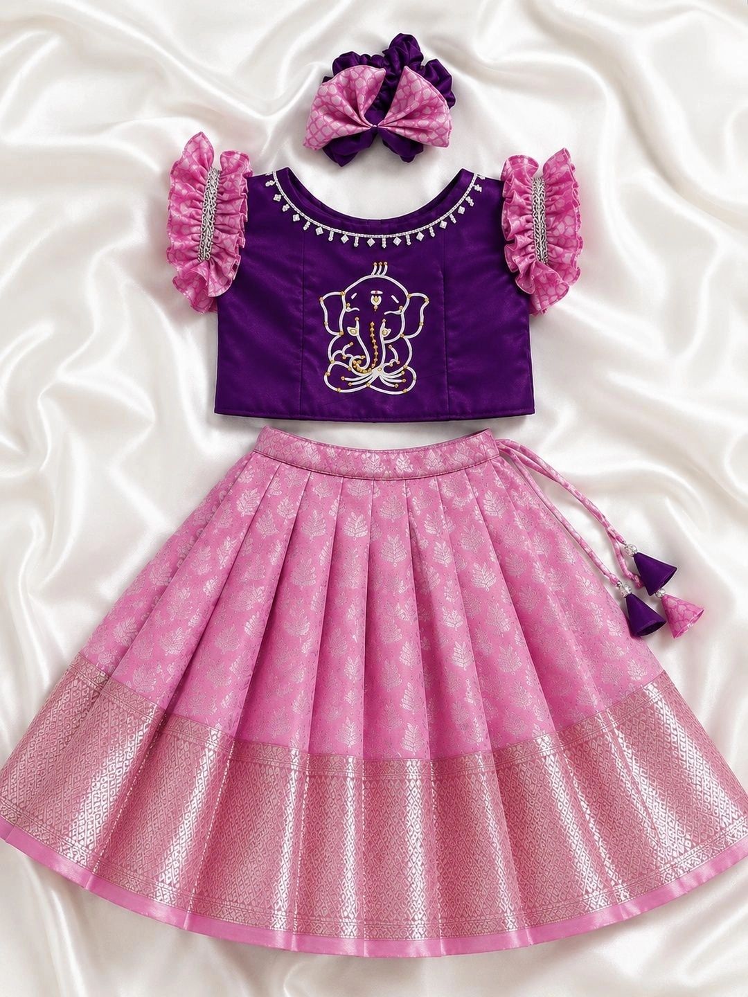 Babypattu Girls Embroidered Thread Work Ready to Wear Lehenga &-picture-52