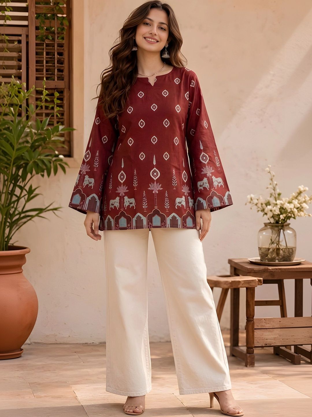 Moda Rapido Ethnic Motifs Printed V-Neck Kurti-picture-39