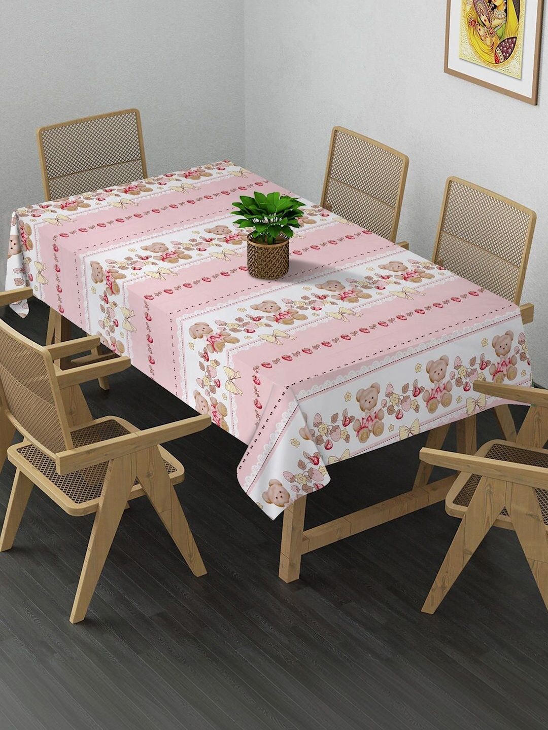Myntra Elegant Homes Pink Cartoon Printed 6-Seater Table Cover-picture-38