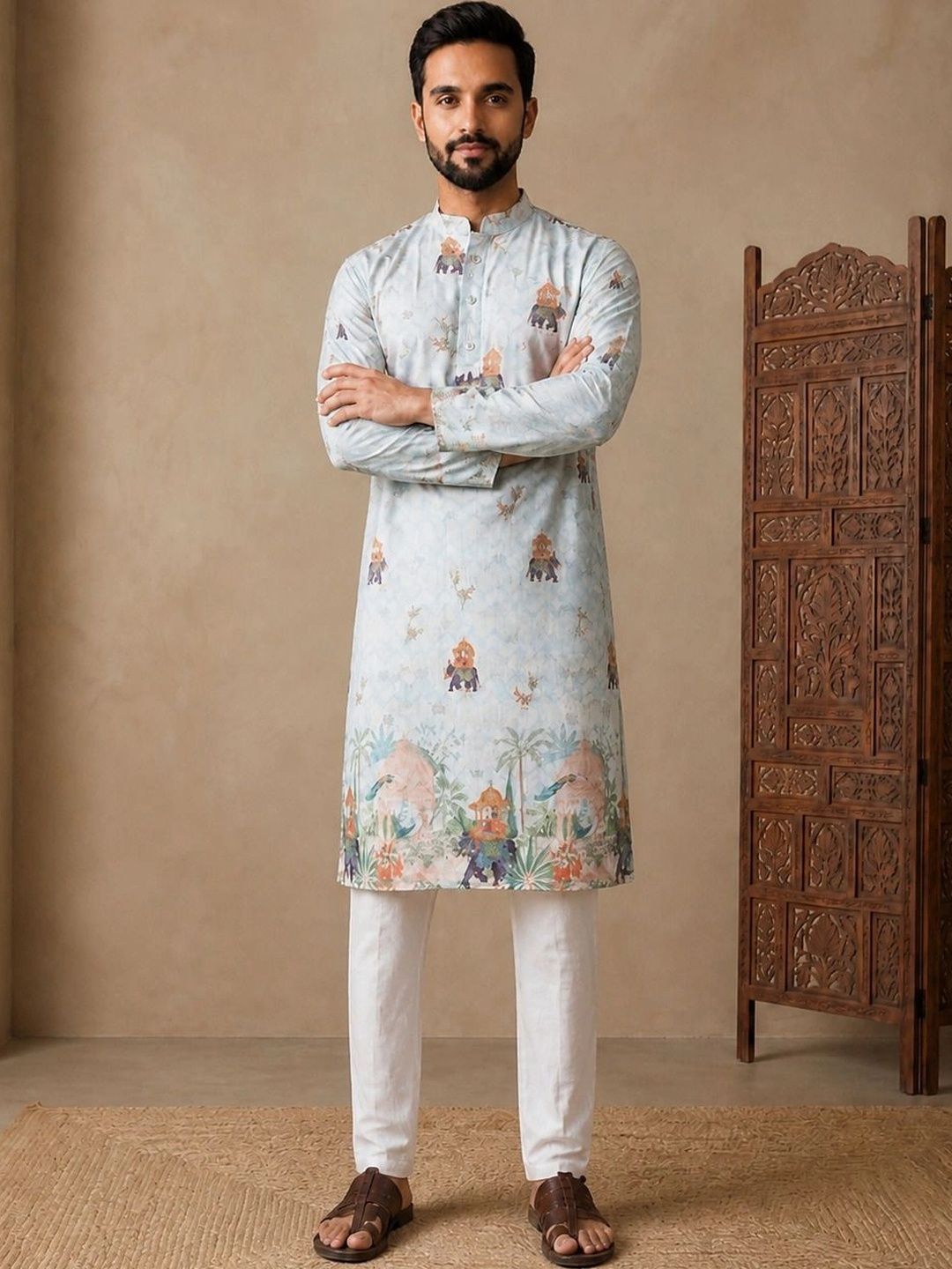 Moda Rapido Men Ethnic Motifs Printed Indie Prints Kurta-picture-58